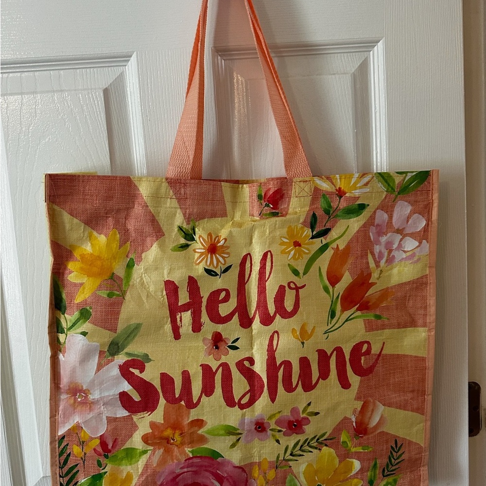 Hello Sunshine Floral Tote Bag - Pink, Yellow, Coral